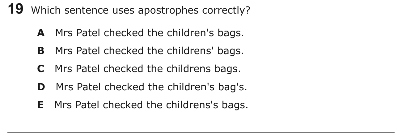 Year 5 English Q19